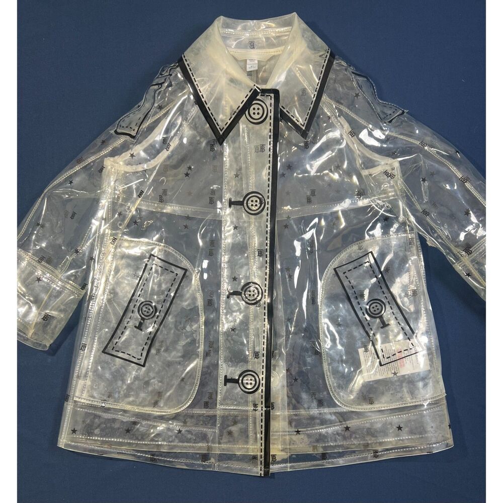 Burberry Kids Ilaria Clear Transparent TB Monogram Raincoat Trench Coat 4Y 104